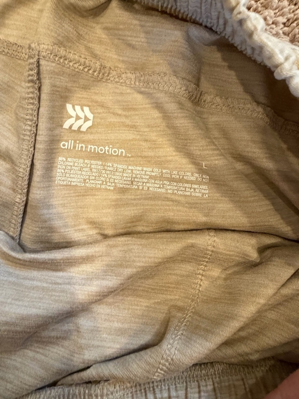 Large all in motion Beige Elastic Waist Casual Women's Shorts workout gym - Picture 5 of 12